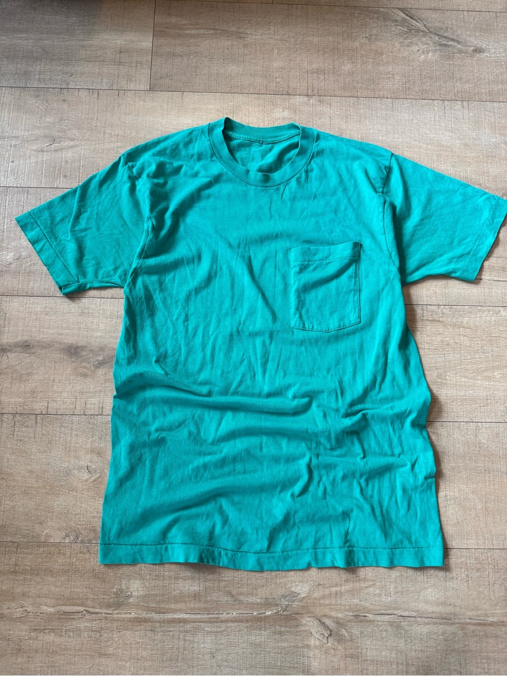Selvedge Pocket single stitch tshirt Vintage Blank kelly green estimated medium